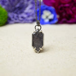 Silver Sapphire Hex Necklace w/ Prong Accents