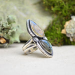 Fossilized Ammonite & Labradorite Ring (Size 7 1/2)