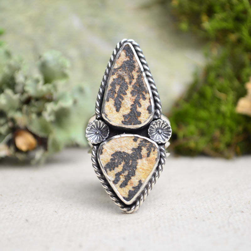 Dendritic Limestone Ring (Size 8 1/4)