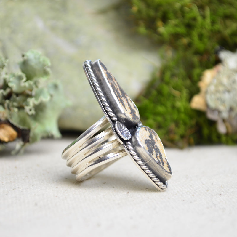 Dendritic Limestone Ring (Size 8 1/4)