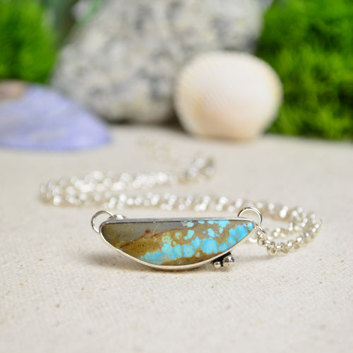 Royston Turquoise Half Moon Necklace w/ Pebble Accents