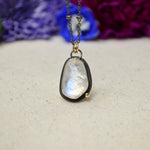 Rainbow Moonstone Necklace with 14K Yellow Gold Accents