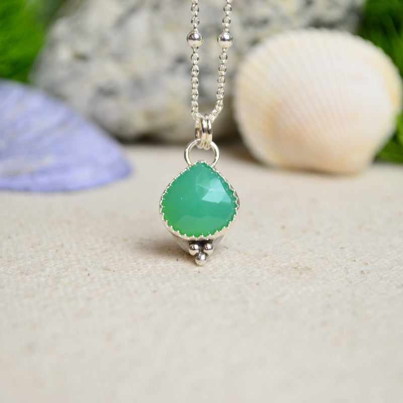 Green Chalcedony Charm Necklace