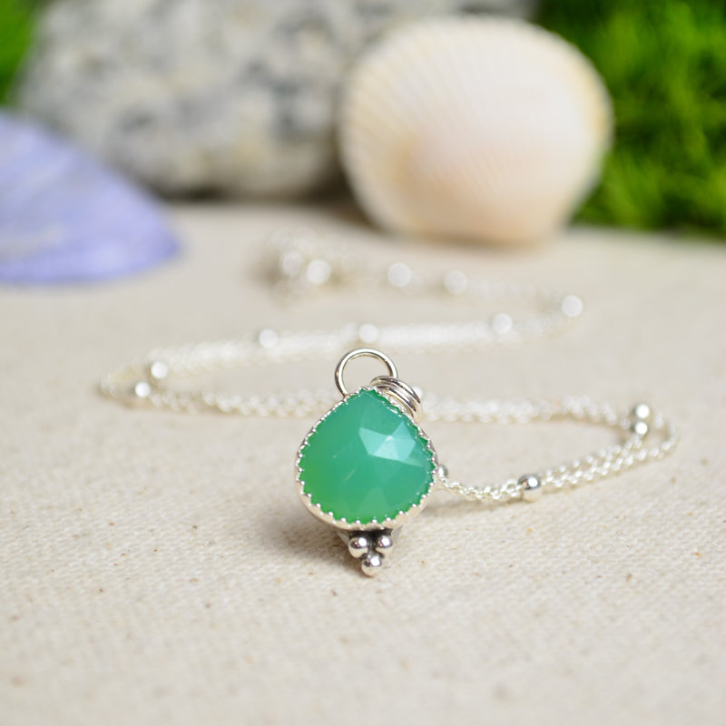 Green Chalcedony Charm Necklace
