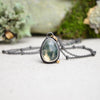 Moss Agate Necklace with 14K Yellow Gold Accents
