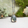 Moss Agate Necklace with 14K Yellow Gold Accents