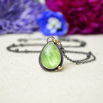 Green Kyanite Necklace with 14K Yellow Gold Accents