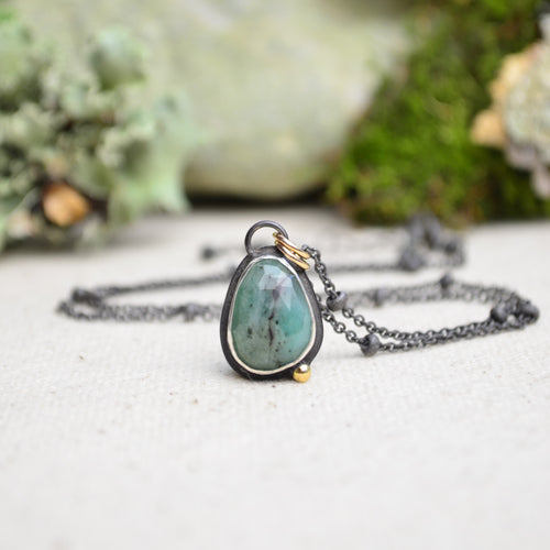 Emerald Necklace with 14K Yellow Gold Accents