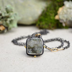 Raw Labradorite Necklace with 14K Yellow Gold Accents