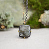 Raw Labradorite Necklace with 14K Yellow Gold Accents