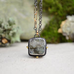 Raw Labradorite Necklace with 14K Yellow Gold Accents