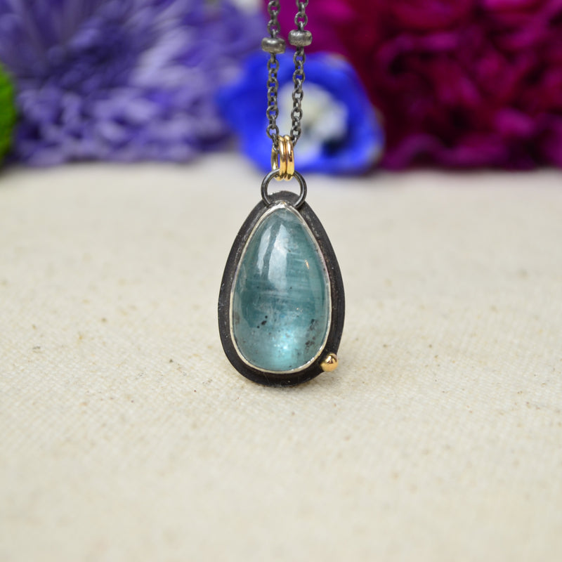 Teal Kyanite Necklace with 14K Yellow Gold Accents