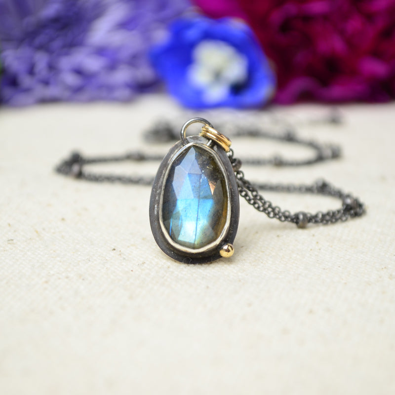Labradorite Necklace with 14K Yellow Gold Accents