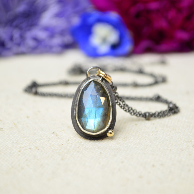 Labradorite Necklace with 14K Yellow Gold Accents