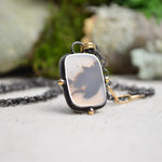 Dendritic Agate Necklace with 14K Yellow Gold Accents