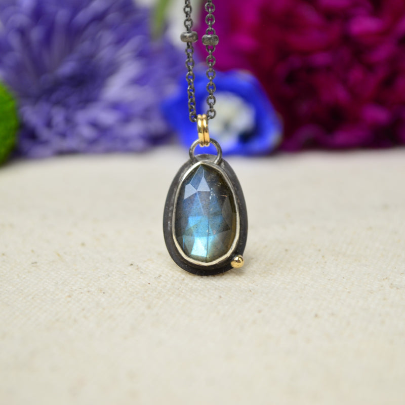 Labradorite Necklace with 14K Yellow Gold Accents