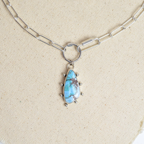 Paperclip Charm Holder Necklace w/ Gobi Desert Lavender Turquoise Pendant