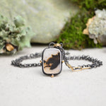 Dendritic Agate Necklace with 14K Yellow Gold Accents