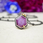 Ruby Slice Hex Necklace with 14K Yellow Gold Accents
