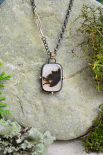 Dendritic Agate Necklace with 14K Yellow Gold Accents