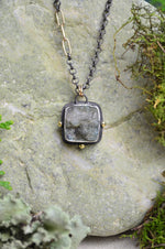 Raw Labradorite Necklace with 14K Yellow Gold Accents