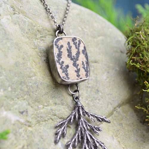 Cedar Branch & Dendritic Limestone Necklace
