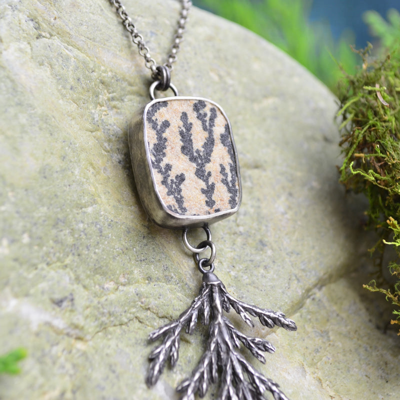 Cedar Branch & Dendritic Limestone Necklace