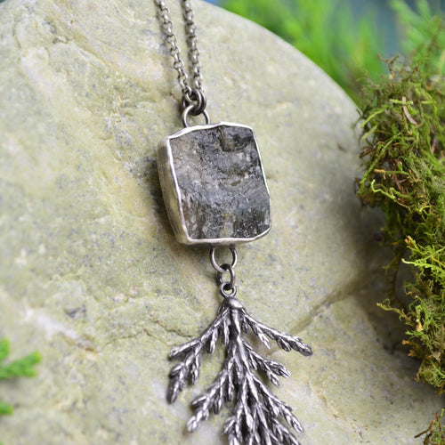 Cedar Branch & Raw Labradorite Necklace