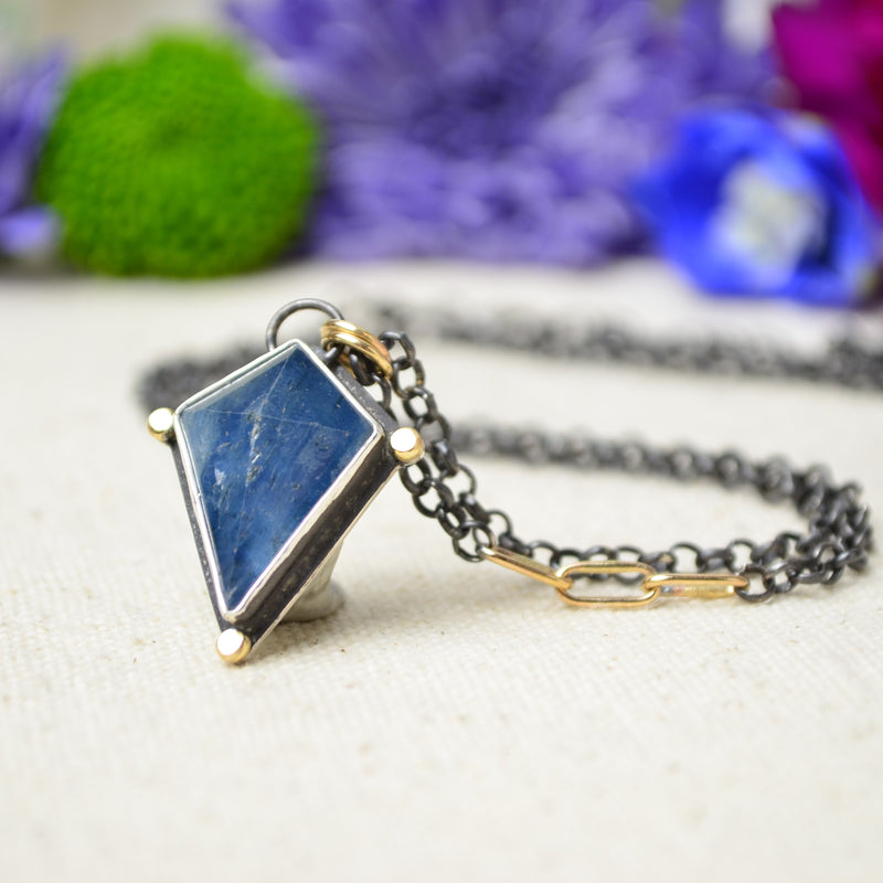 Blue Sapphire Necklace with 14K Yellow Gold Accents