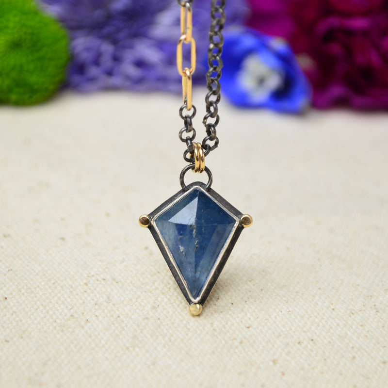 Blue Sapphire Necklace with 14K Yellow Gold Accents