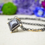 Silver Sapphire Necklace with 14K Yellow Gold Accents