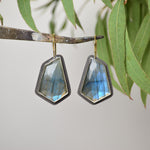Labradorite Earrings w/ 14K Yellow Gold Accents