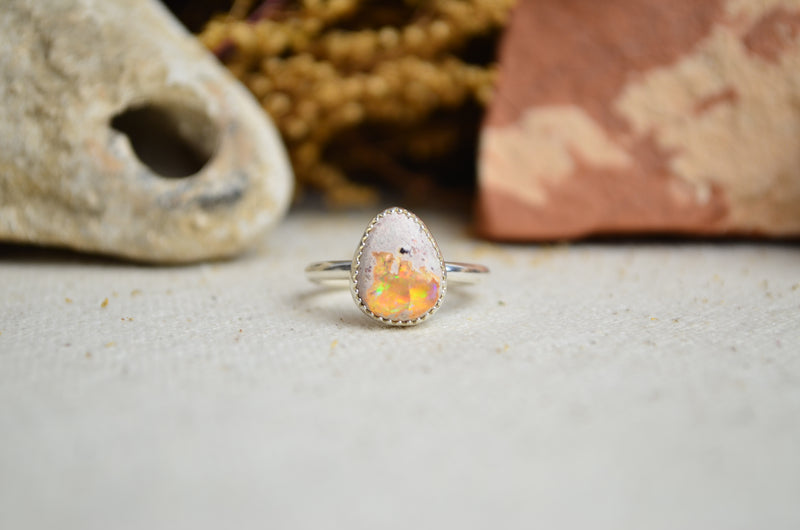 Fire Opal Stacking Ring (Size 5 1/2)