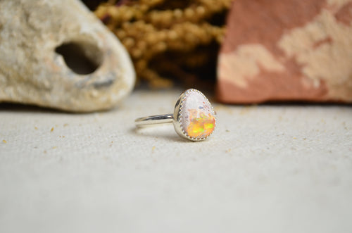 Fire Opal Stacking Ring (Size 5 1/2)