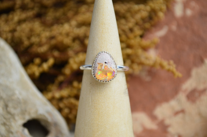 Fire Opal Stacking Ring (Size 5 1/2)