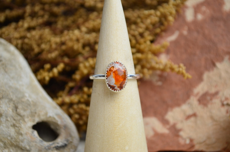 Fire Opal Stacking Ring (Size 7 1/2)