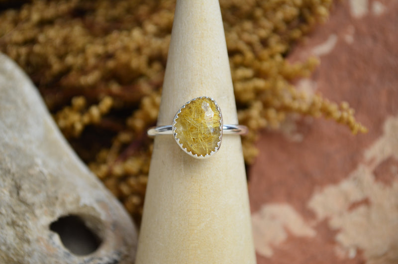Rutile Quartz Stacking Ring (Size 8)