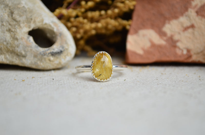 Rutile Quartz Stacking Ring (Size 9)