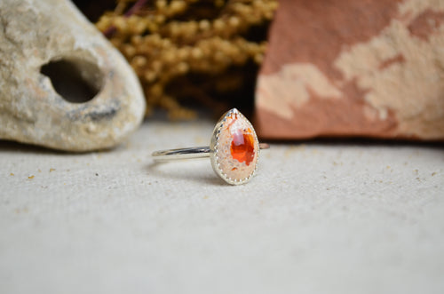 Fire Opal Stacking Ring (Size 9 1/2)