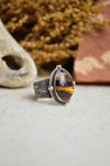 Montana Agate Textured Wide Band Ring w/ 14K Accents (Size 5 3/4)