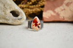 Fire Opal Textured Wide Band Ring (Size 6 3/4)