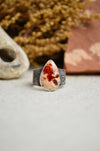 Fire Opal Textured Wide Band Ring (Size 6 3/4)