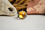 Citrine Textured Wide Band Ring w/ 14K Accents (Size 7 3/4)