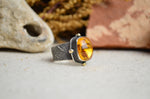 Citrine Textured Wide Band Ring w/ 14K Accents (Size 7 3/4)
