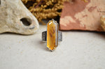 Montana Agate Textured Wide Band Ring w/ 14K Accents (Size 8 1/2)