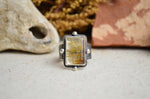 Rutile Quartz Textured Wide Band Ring (Size 9)