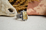 Rutile Quartz Textured Wide Band Ring (Size 9)
