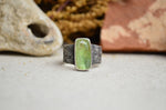 Green Kyanite Textured Wide Band Ring (Size 9)
