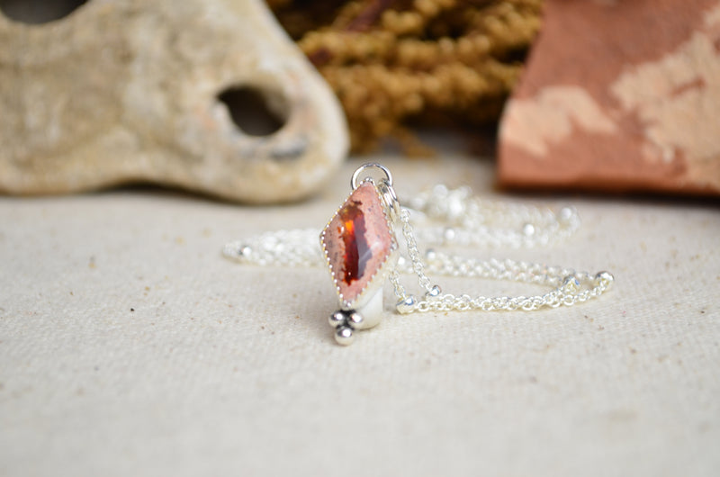 Fire Opal Charm Necklace