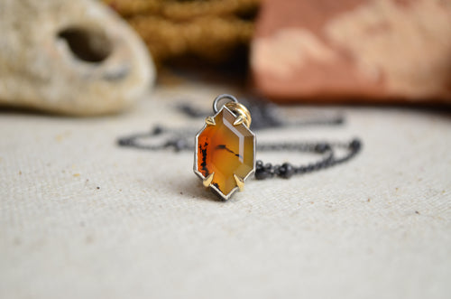Montana Agate Necklace with 14K Yellow Gold Accents